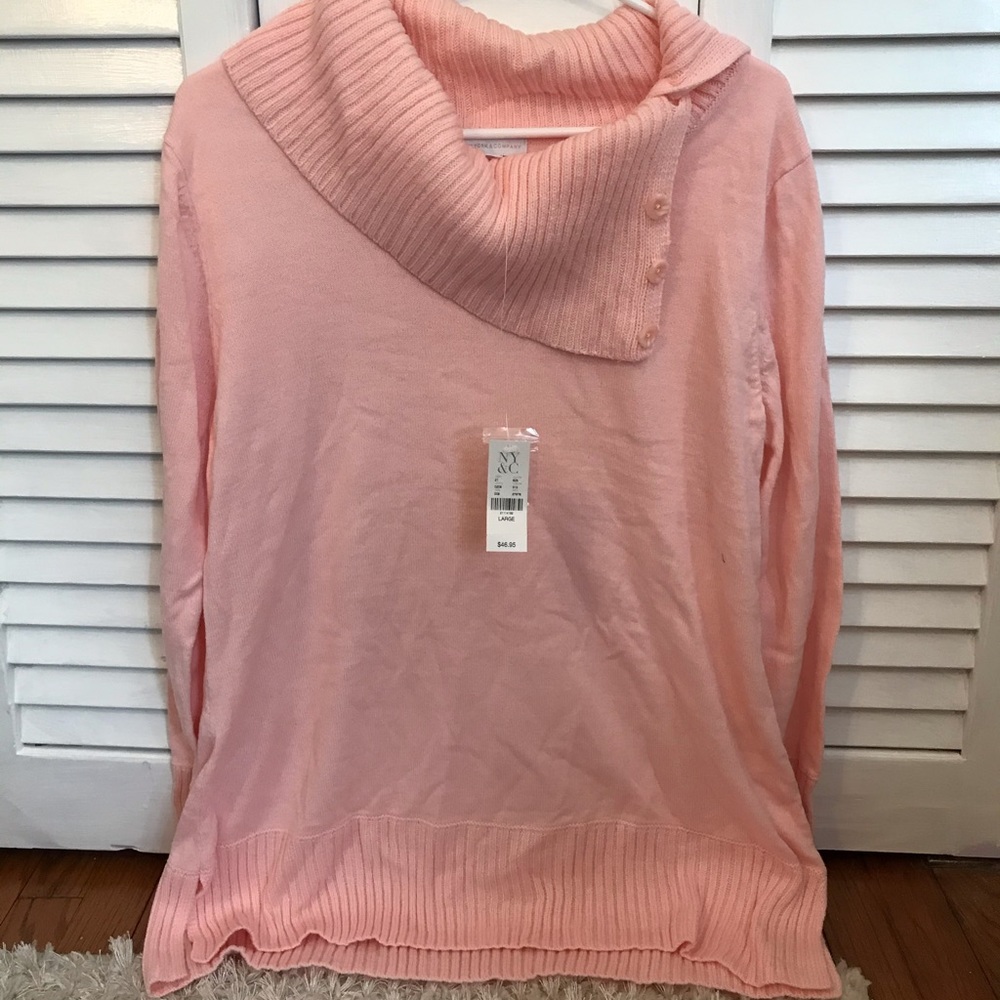 new york and company pink cowl neck sweater